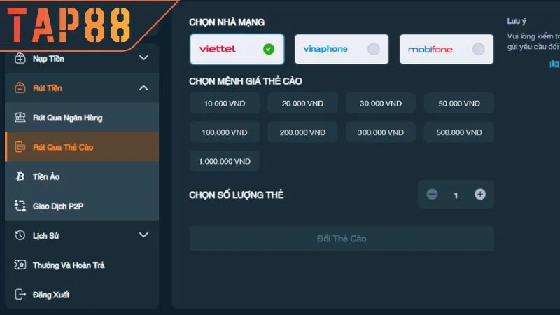 Cách Rút Tiền TAP88 An Toàn Qua Nhiều Phương Thức Tiện Lợi Những lưu ý cần nhớ khi rút tiền TAP88
