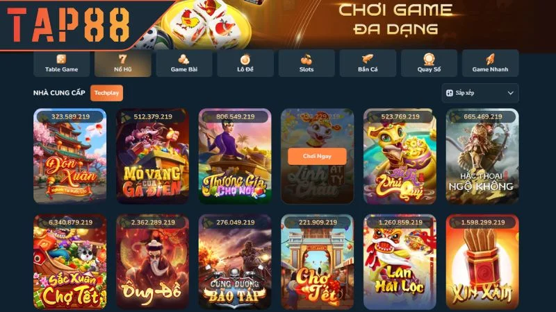 Nổ Hũ TAP88 - Điểm Đến Chinh Phục Jackpot Siêu Khủng Tổng quan về sảnh nổ hũ TAP88